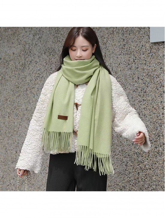 Premium Cashmere Feeling Solid Color Scarf W/ Tassels